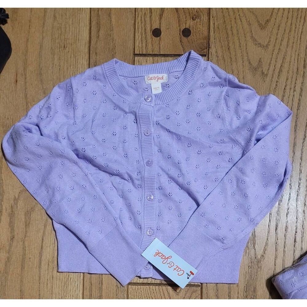 Cat & Jack Purple Button Up Sweater Size S 6/7